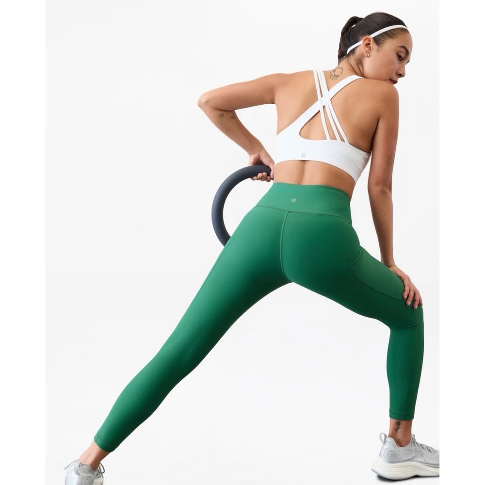 Athleta Interval Stash  7/8 Legging‎ Green Sz XXS